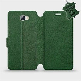 Etui ze skóry naturalnej do Huawei Y6 II Compact - wzór Green Leather