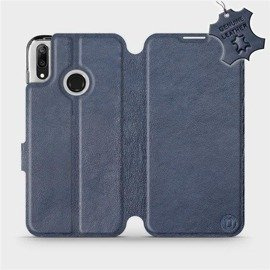 Etui ze skóry naturalnej do Huawei Y7 2019 - wzór Blue Leather