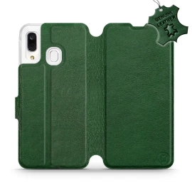 Etui ze skóry naturalnej do Samsung Galaxy A40 - wzór Green Leather