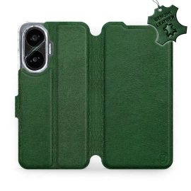 Etui ze skóry naturalnej do Xiaomi POCO F7 - wzór Green Leather
