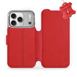 Etui ze skóry naturalnej do Apple iPhone 17 Pro - wzór Red Leather