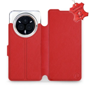 Etui ze skóry naturalnej do Realme 14 Pro Plus 5G - wzór Red Leather