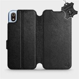 Etui ze skóry naturalnej do Xiaomi Redmi 7A - wzór Black Leather