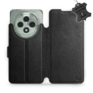 Etui ze skóry naturalnej do OPPO Reno12 FS 5G - wzór Black Leather