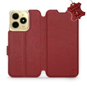 Etui ze skóry naturalnej do Realme C61 - wzór Dark Red Leather