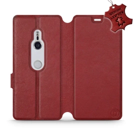 Etui ze skóry naturalnej do Sony Xperia XZ3 - wzór Dark Red Leather