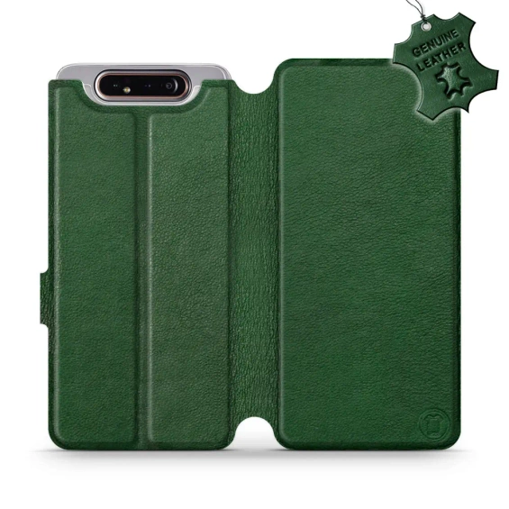 Etui ze skóry naturalnej do Samsung Galaxy A80 - wzór Green Leather