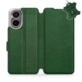 Etui ze skóry naturalnej do Realme C67 4G - wzór Green Leather