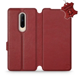 Etui ze skóry naturalnej do OnePlus 7 Pro - wzór Dark Red Leather
