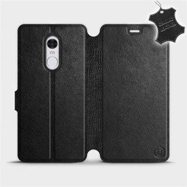 Etui ze skóry naturalnej do Xiaomi Redmi Note 4X - wzór Black Leather