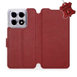 Etui ze skóry naturalnej do Xiaomi 14T - wzór Dark Red Leather