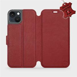 Etui ze skóry naturalnej do Apple iPhone 13 - wzór Dark Red Leather