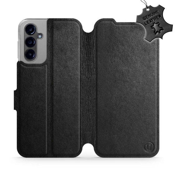 Etui ze skóry naturalnej do Samsung Galaxy A14 4G - wzór Black Leather