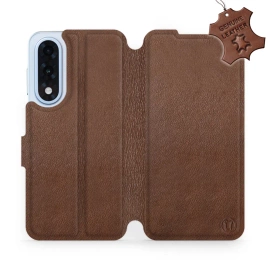Etui ze skóry naturalnej do OnePlus Nord 5 - wzór Brown Leather