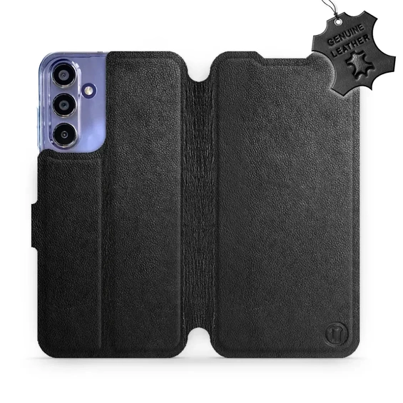 Etui ze skóry naturalnej do Samsung Galaxy A15 4G - wzór Black Leather
