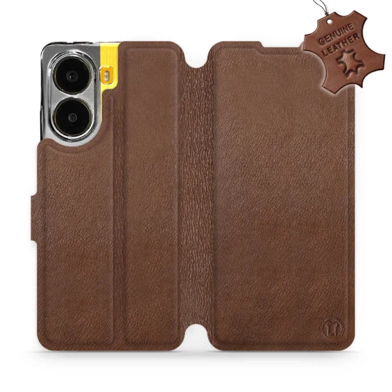 Etui ze skóry naturalnej do Xiaomi POCO X7 Pro - wzór Brown Leather