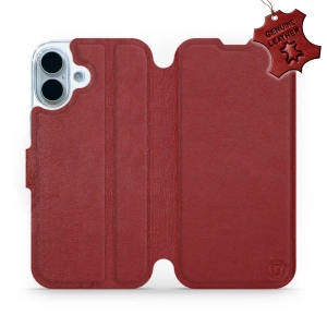 Etui ze skóry naturalnej do Apple iPhone 17 - wzór Dark Red Leather