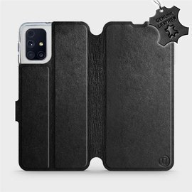 Etui ze skóry naturalnej do Samsung Galaxy M31s - wzór Black Leather