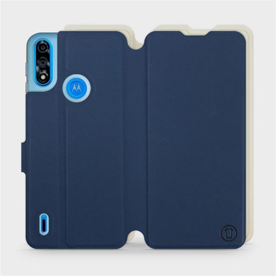 Etui Soft Touch do Motorola Moto E7 Power - wzór Głęboki granat z platyną