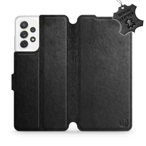 Etui ze skóry naturalnej do Samsung Galaxy A72 - wzór Black Leather