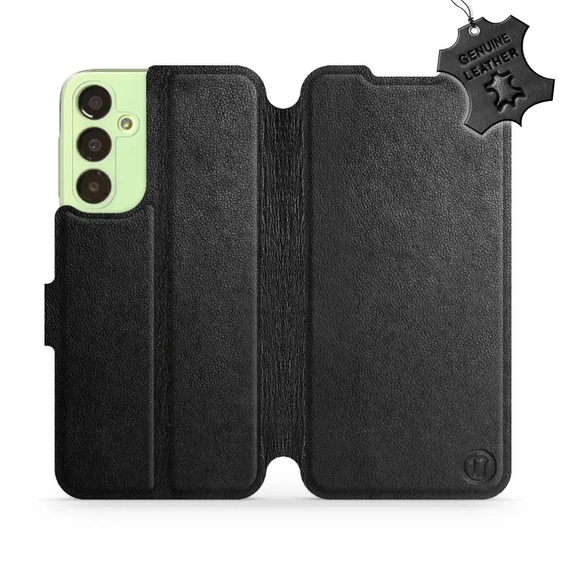 Etui ze skóry naturalnej do Samsung Galaxy A24 - wzór Black Leather