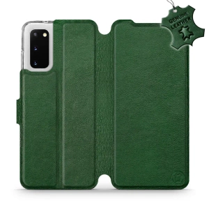 Etui ze skóry naturalnej do Samsung Galaxy S20 - wzór Green Leather