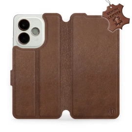 Etui ze skóry naturalnej do OPPO A5 Pro 5G - wzór Brown Leather