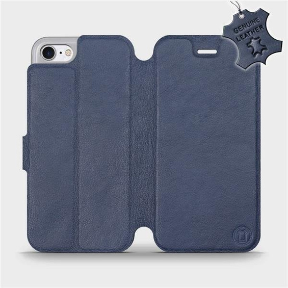 Etui ze skóry naturalnej do Apple iPhone 8 - wzór Blue Leather