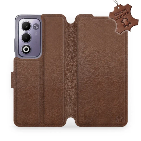 Etui ze skóry naturalnej do OPPO A5m - wzór Brown Leather