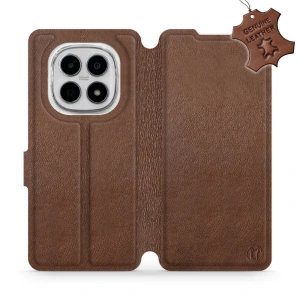 Etui ze skóry naturalnej do Xiaomi Redmi Note 15 4G - wzór Brown Leather