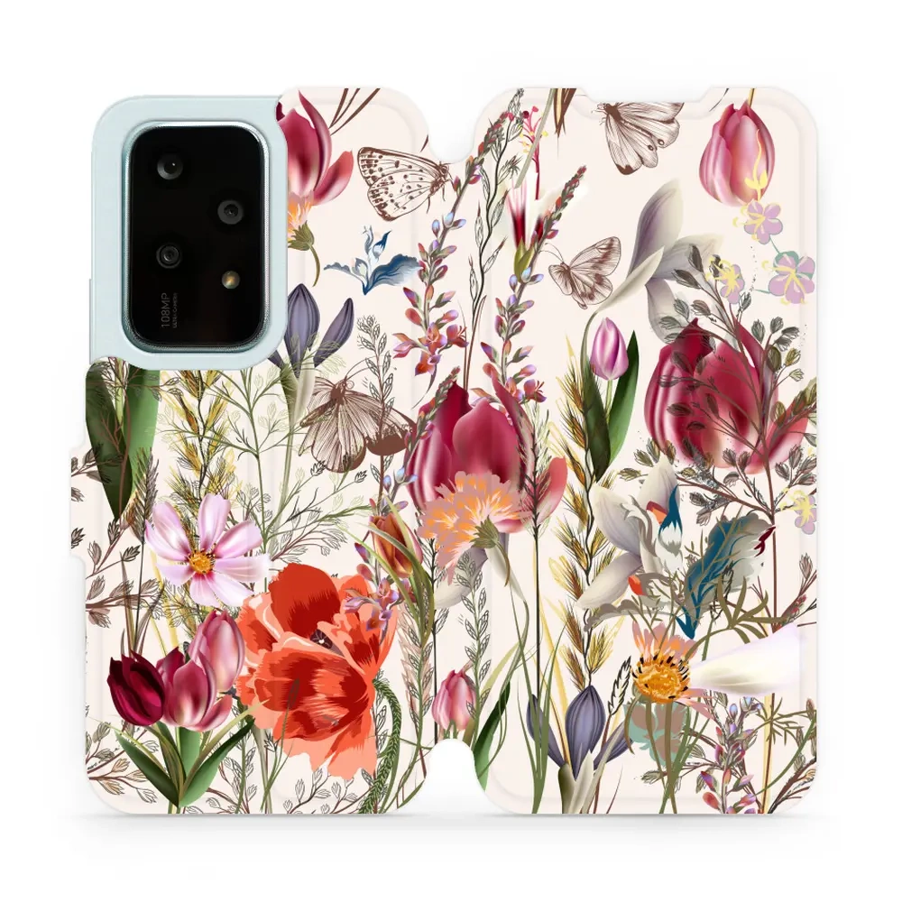 Mobiwear Book, Displayschutz, magnetischer Verschluss, Silikoneinlage, Schutz, Blumenstrauß