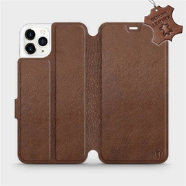 Etui ze skóry naturalnej do Apple iPhone 11 Pro Max - wzór Brown Leather