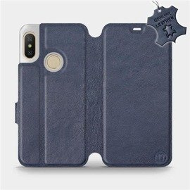 Etui ze skóry naturalnej do Xiaomi Mi A2 Lite - wzór Blue Leather
