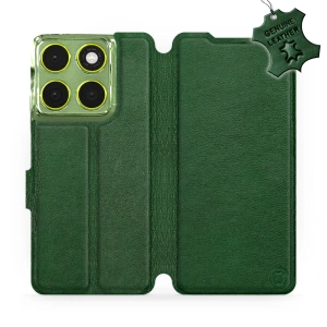 Etui ze skóry naturalnej do Motorola Edge 70 - wzór Green Leather