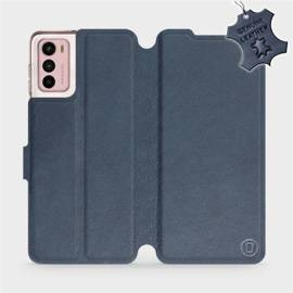 Etui ze skóry naturalnej do Motorola Moto G42 - wzór Blue Leather