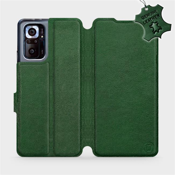 Etui ze skóry naturalnej do Xiaomi Redmi Note 10 Pro - wzór Green Leather