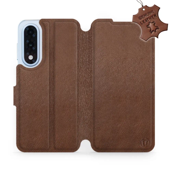 Etui ze skóry naturalnej do OnePlus Nord 5 - wzór Brown Leather