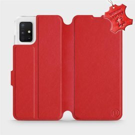 Etui ze skóry naturalnej do Samsung Galaxy A51 5G - wzór Red Leather