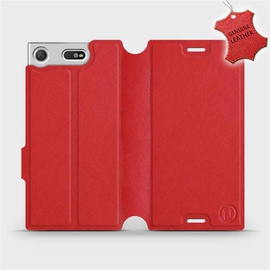 Etui ze skóry naturalnej do Sony Xperia XZ1 Compact - wzór Red Leather