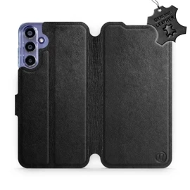 Etui ze skóry naturalnej do Samsung Galaxy A15 4G - wzór Black Leather