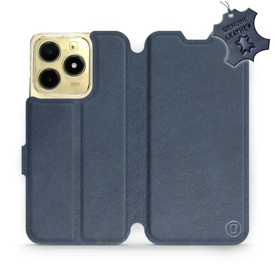 Etui ze skóry naturalnej do Realme C61 - wzór Blue Leather