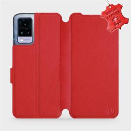Etui ze skóry naturalnej do Vivo V21 5G - wzór Red Leather