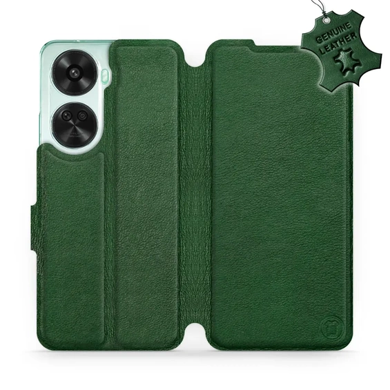 Etui ze skóry naturalnej do Huawei Nova 12 SE - wzór Green Leather