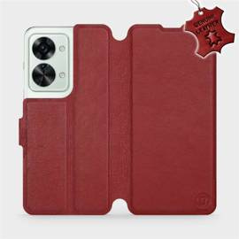 Etui ze skóry naturalnej do OnePlus Nord 2T 5G - wzór Dark Red Leather