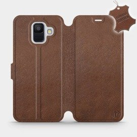 Etui ze skóry naturalnej do Samsung Galaxy A6 - wzór Brown Leather