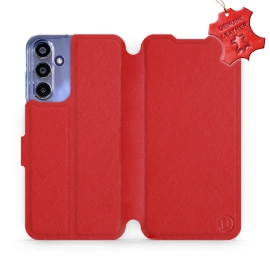 Etui ze skóry naturalnej do Samsung Galaxy A15 4G - wzór Red Leather