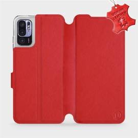 Etui ze skóry naturalnej do Xiaomi Redmi Note 10 5G - wzór Red Leather