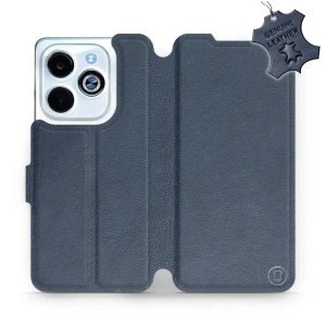 Etui ze skóry naturalnej do Infinix HOT 40i - wzór Blue Leather