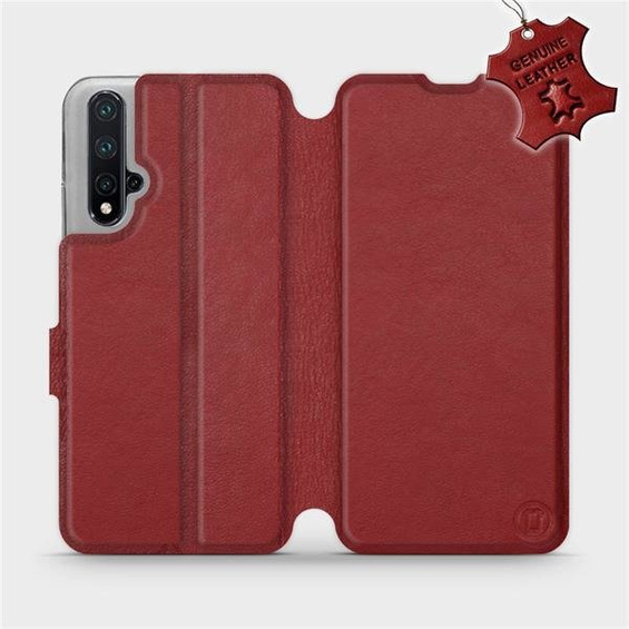 Etui ze skóry naturalnej do Huawei Honor 20 - wzór Dark Red Leather