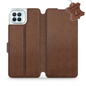 Etui ze skóry naturalnej do OPPO Reno 4 Lite - wzór Brown Leather